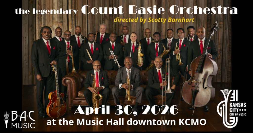 A photo of the Count Basie Orchestra - an American Big Band that plays Kansas City swing